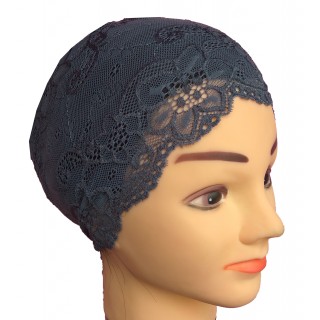 Hijab underscarf band- cotton Lace in dark grey